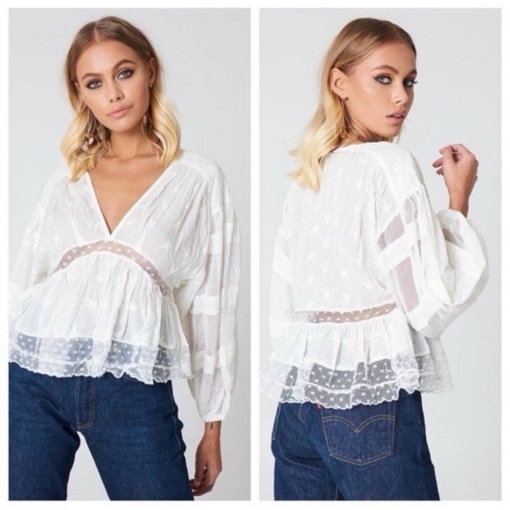 Free People White Nostalgic Feels Blouse, Size S - Picture 5 of 7
